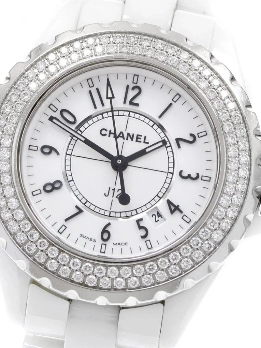 CHANEL J12 H0967 Diamond Bezel White Ceramic Quartz Ladies Watch